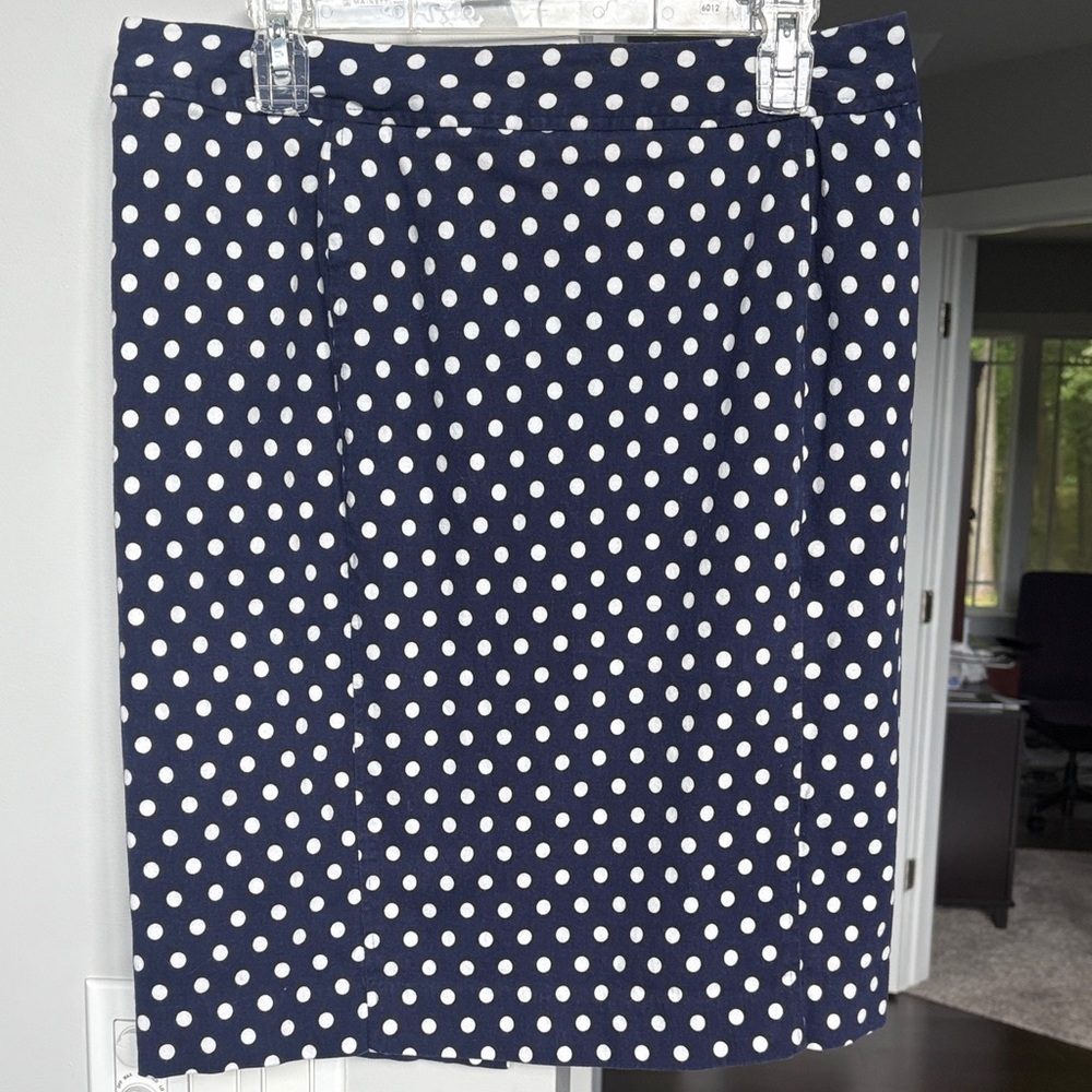 Pixley Navy and White Polka Dot Pencil Skirt